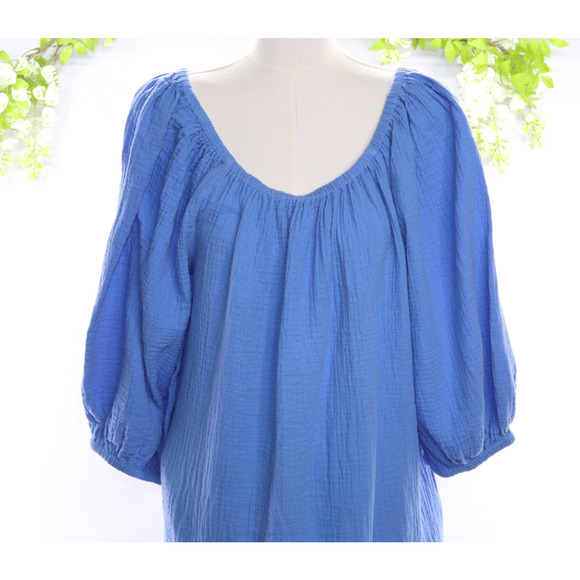 Tommy Bahama Women's Island Gauze Off-the-Shoulder Blue Midi Dress Sz M - Picture 3 of 9